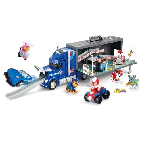 Фура синяя Щенячий патруль Magic Track Container / Грузовик большой Paw Patrol Toy Interesting игровой набор + 2 героя-спасателя на машинках