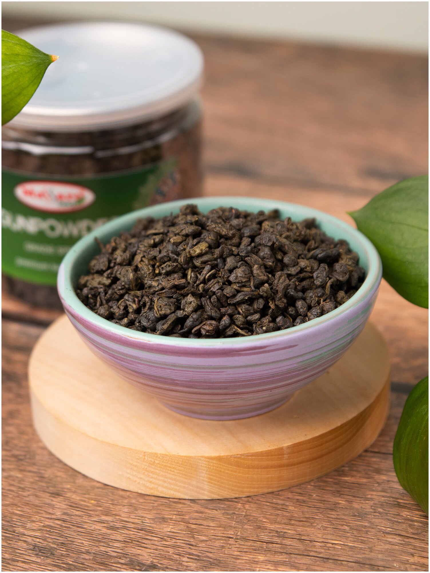 Чай зеленый китайский Ганпаудер 3505 Massaro tea 100гр в банке ПЭТ easy open - фотография № 2