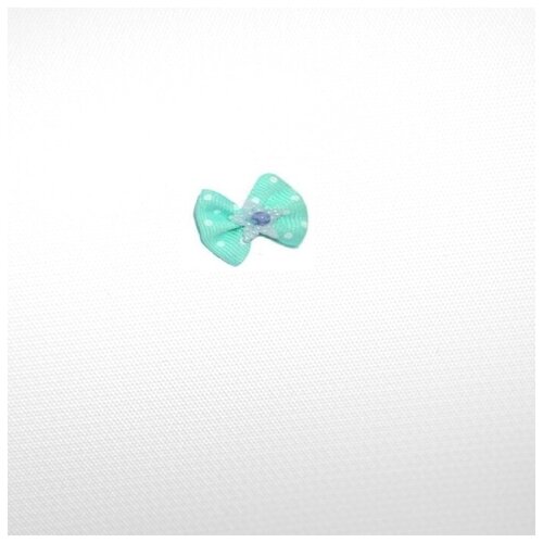 Бантик (пара) салатовый в бел. горошек (бусина+жемчуг) 2-22-013 Pet Line (2 шт)
