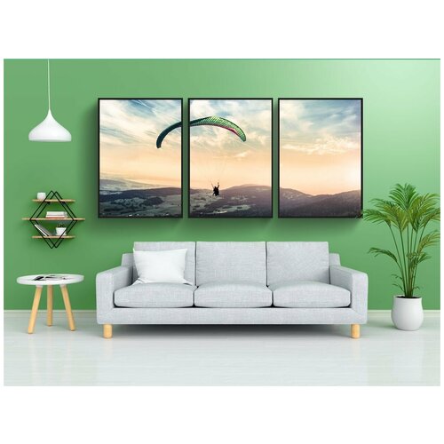 фото Набор модулных постеров для интерьера "парапланеризм, параплан, парашют" 60x90 см. в тубусе, без рамки lotsprints