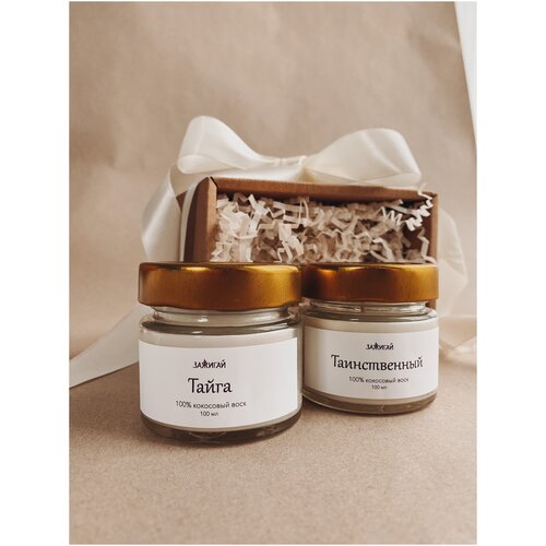 Подарочный набор ароматических свечей зажигай (Тайга; Таинственный) с хлопковым фитилем, 100 мл, 2 шт.