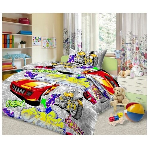 фото Постельное бельё 1,5 сп «граффити», 147х210, 150х210, 50х70 см monro