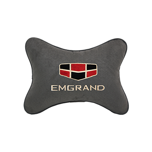 фото Подушка на подголовник алькантара d.grey с логотипом автомобиля emgrand vital technologies