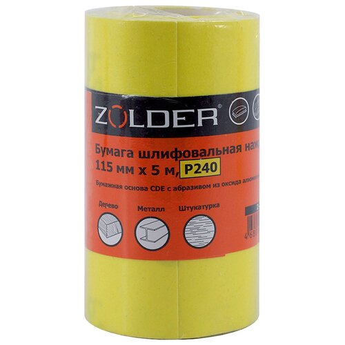 ZOLDER Бумага шлифовальная наждачная 115 мм х 5 м, Р240, 1 шт.