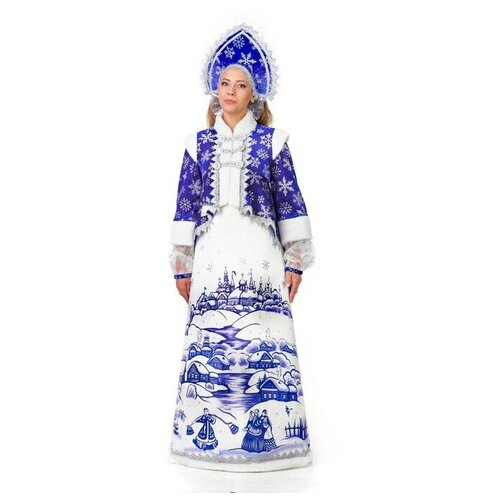 фото Карнавальный костюм "лазурная снегурочка", платье, кокошник, р. 46, рост 170 см, цвет синий qwen