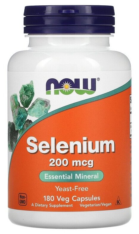 Капсулы NOW Selenium 200 мкг, 140 г, 200 мкг, 180 шт.