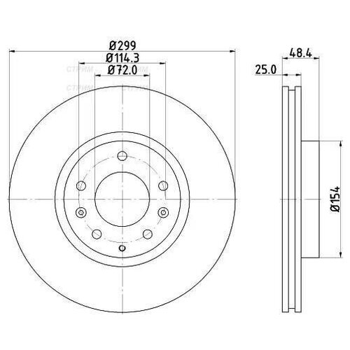 BEHR-HELLA 8DD355115771 Диск тормозной MAZDA 6 07 передний вент.