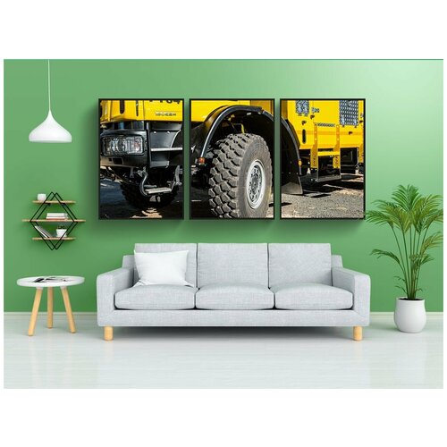 фото Набор модулных постеров для интерьера "грузовая машина, огонь тендер, пожарная машина" 60x90 см. в тубусе, без рамки lotsprints