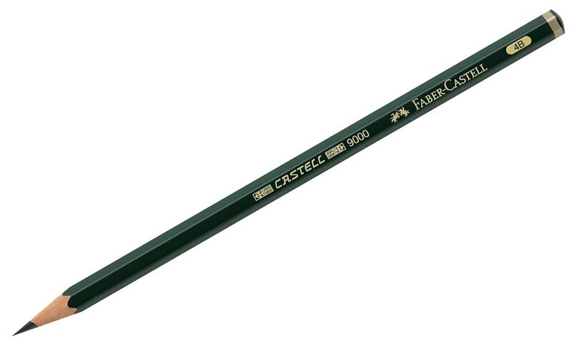 Комплект 12 шт, Карандаш ч/г Faber-Castell "Castell 9000" 4B, заточен.