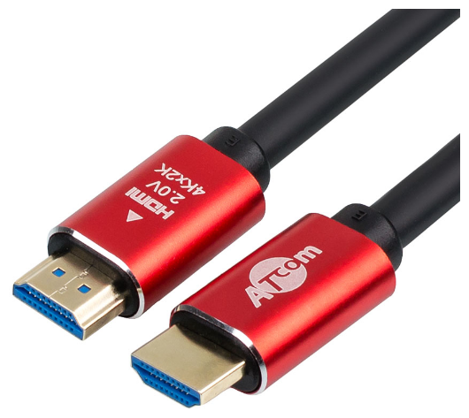 Кабель Atcom HDMI (m)-HDMI (m) 2.0м силикон ver.2.0 черный красный в пакете