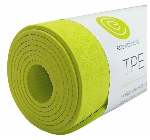 Kоврик для йоги из TPE зеленый, Ecowellness, QB-8302G3-4MM-S