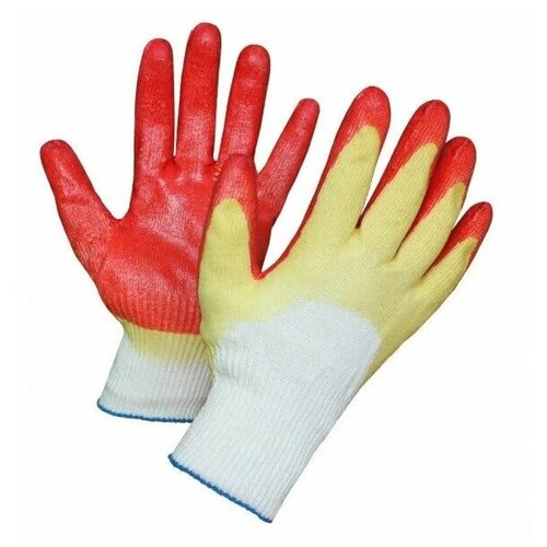 перчатки хлопчатобумажные утепленные с двойным латексным покрытием размер 9 l Перчатки 10 пар хлопчатобумажные, с двойным латексным покрытием