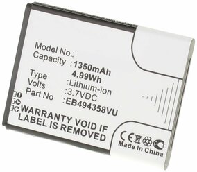 Аккумулятор iBatt iB-U3-M353 1350mAh для Samsung GT-S6818V, GT-S6818, Ace, Galaxy S Mini, GT-S5830i Galaxy Ace, GT-S5660 Galaxy Gio,