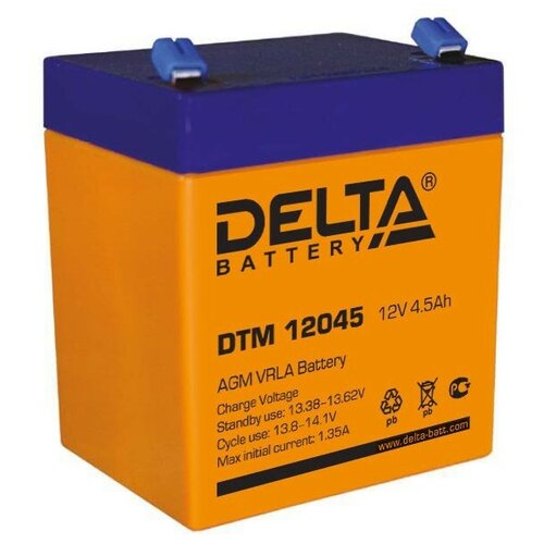 DELTA Аккумулятор Delta DTM 12045 12В 4,5Ач 90x70x107 мм Прямая (+-) аккумулятор delta dtm 12045 12v 4 5ah