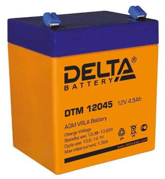 DELTA Аккумулятор Delta DTM 12045 12В 45Ач 90x70x107 мм Прямая (+-)