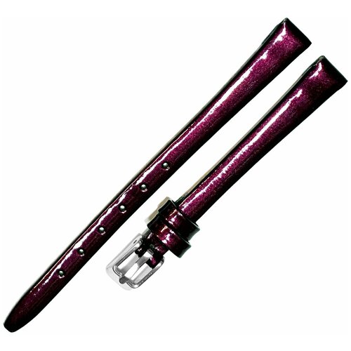 фото Ремешок 0803-01 (слива) лак сливовый фиолетовый кожаный ремень 8 мм для часов наручных лаковый из натуральной кожи гладкий ardi
