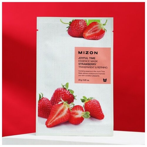 Тканевая маска для лица с экстрактом клубники MIZON Joyful Time Essence Mask Strawberry, 23 г