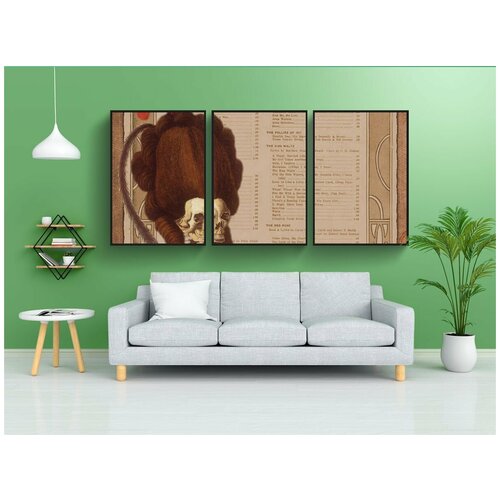 фото Набор модулных постеров для интерьера "винтаж, женщина, стимпанк" 60x90 см. в тубусе, без рамки lotsprints