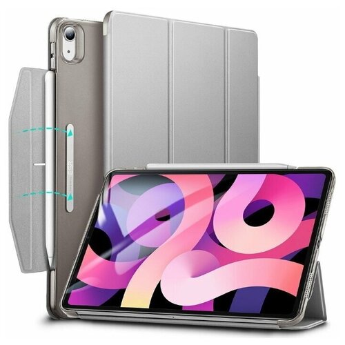 Чехол книжка ESR Ascend Trifold Case для iPad Air 4 (2020) Silver Grey, светло-серый for apple pencil 1th