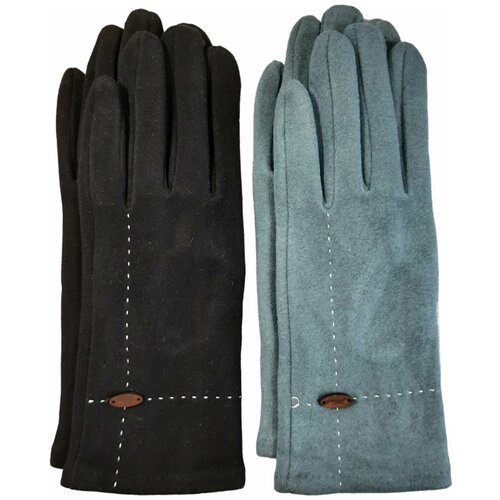 Перчатки женские, размер универсальный, черный и серо-голубой цвет, 2 пары