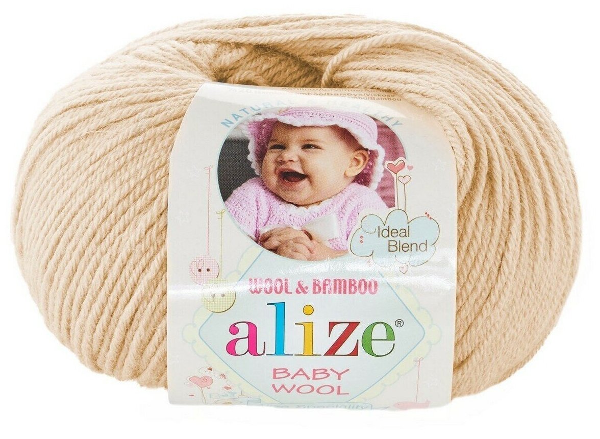 Пряжа Alize Baby Wool медовый (310), 40%шерсть/20%бамбук/40%акрил, 175м, 50г, 5шт