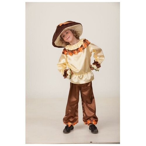 Карнавальный костюм «Добрый гриб», сорочка, брюки, головной убор, р. 28, рост 110 см
