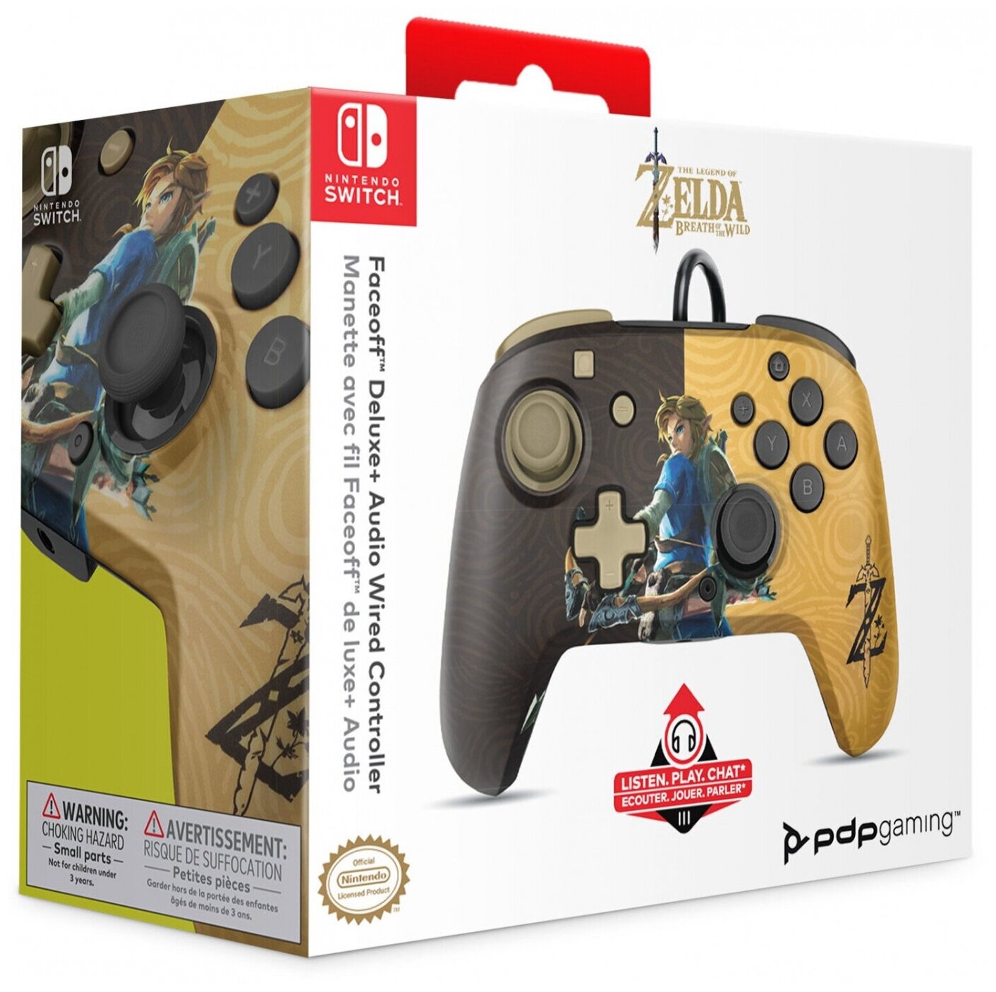 Проводной геймпад PDP Nintendo Switch Faceoff Deluxe+ Audio Zelda [коричневый/золотой]