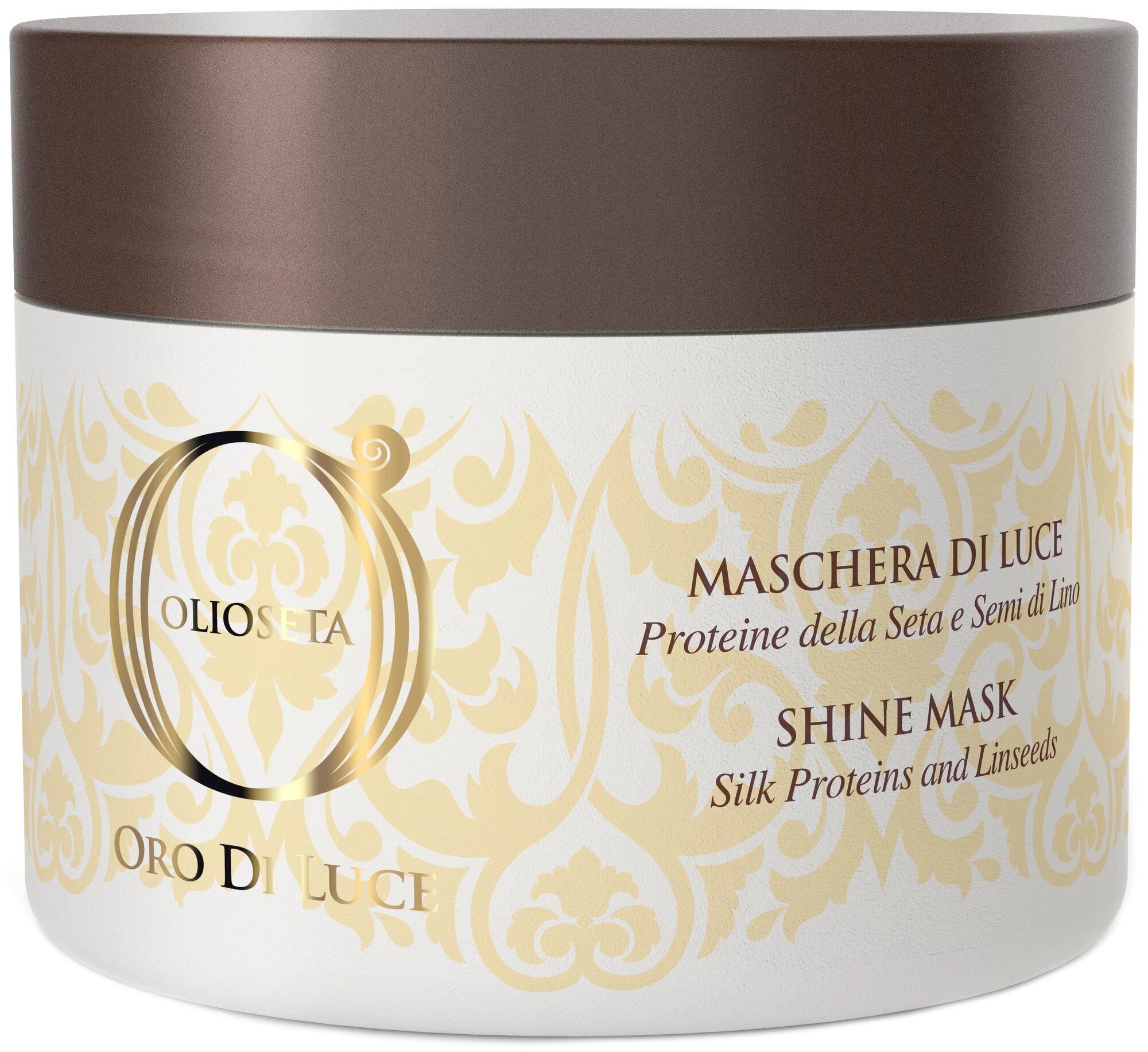 Barex Olioseta Oro Di Luce Маска-блеск с протеинами шелка и семенем льна Shine Mask для волос, 200 мл, банка