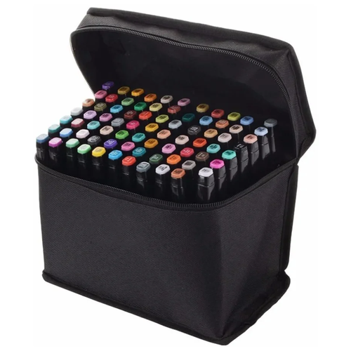 фото Маркеры для скетчинга / набор профессиональных двухсторонних маркеров в чехле / 80 цветов urm
