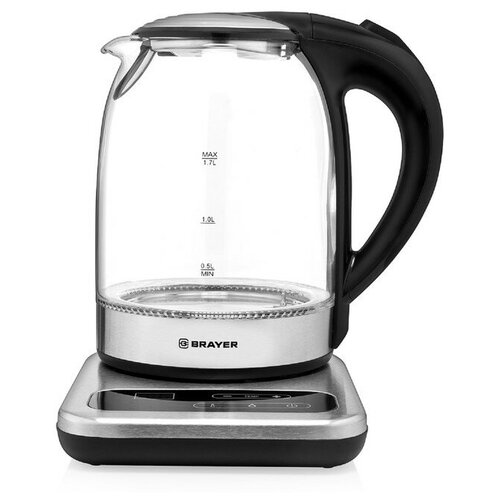 Чайник электрический BRAYER BR1003 стекло 17 л 2200 Вт регулировка t серебристый 757600₽