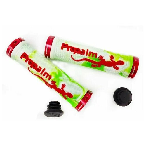 Грипсы 2шт - Propalm - Special Edition -Длина:130mm (универсальные детские)для детского велосипеда - беговела - самоката - ручки - зелёное-белый / Кольцо: Красное