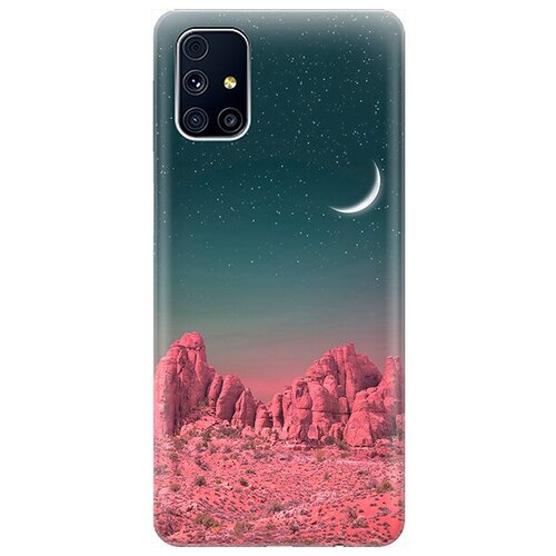фото Ультратонкий силиконовый чехол-накладка для samsung galaxy m31s с принтом "месяц над розовыми горами" gosso