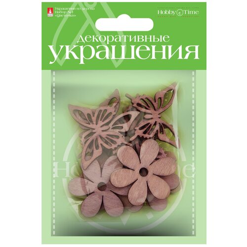 Декор из дерева, крашеный, набор № 1 Цветочки, 3 вида декор из дерева крашеный набор 24 цветочки 2