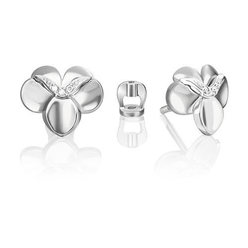 PLATINA jewelry Серьги из белого золота 585 пробы с бриллиантом 02-4999-00-101-1120