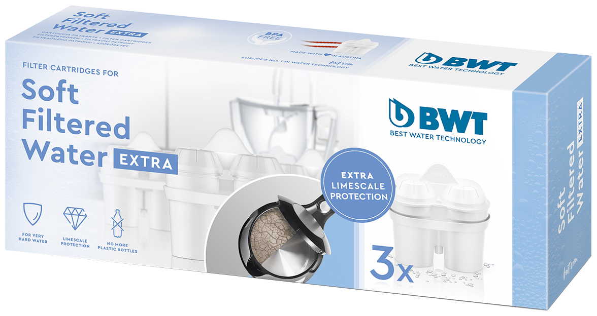 Комплект картриджей для кувшинов BWT Soft Filtered Water Extra Для смягчения воды - двойная защита от извести, 3 шт. для кувшинов BWT / Барьер / Brita (Брита)