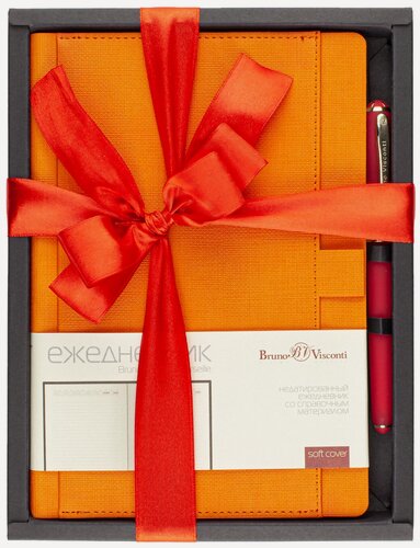 Изображение товара Набор подарочный Bruno Visconti "MARSEILLE" (ежедневник недатированный, с карманом, оранжевый А5 и ручка шариковая подарочная), Арт. 3-215/04-2