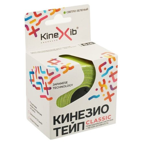 спортивный тейп kinexib 3 8 см х 9 1 м чёрный Кинезио-тейп Kinexib, 5 см х 5 м, лаймовый (1шт.)