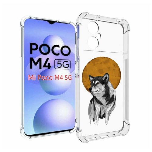 Чехол MyPads Лунный волк для Xiaomi Poco M4 5G задняя-панель-накладка-бампер