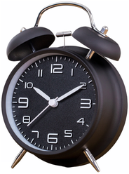 Стильные дизайнерские ретро черные механические настольные часы с громким будильником крупными цифрами бесшумным ходом ночной подсветкой MyPads A...