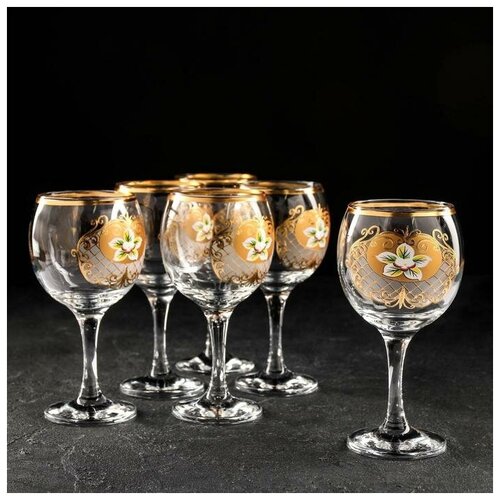 фото Набор бокалов для воды «магнолия», 260 мл, с отводкой, 6 шт ас-декор