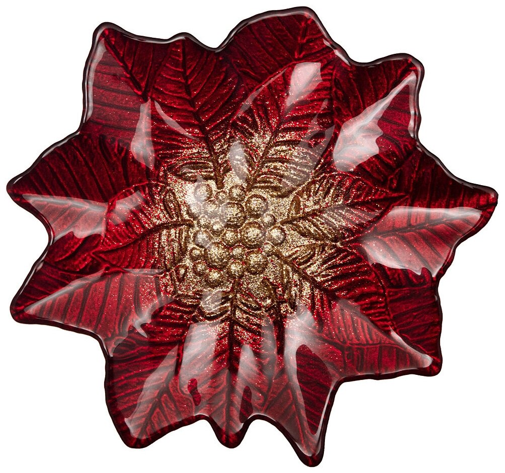 фото Блюдо poinsettia red gold 21 см без упаковки Аксам 148455