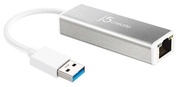 Адаптер j5create USB 3.0 to RJ-45, Серебристый JUE130 - фото №1