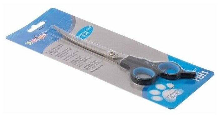 Ножницы для стрижки собак и кошек DeLIGHT, изогнутые, смещенные кольца, 19,5 см, 87295 - фотография № 2
