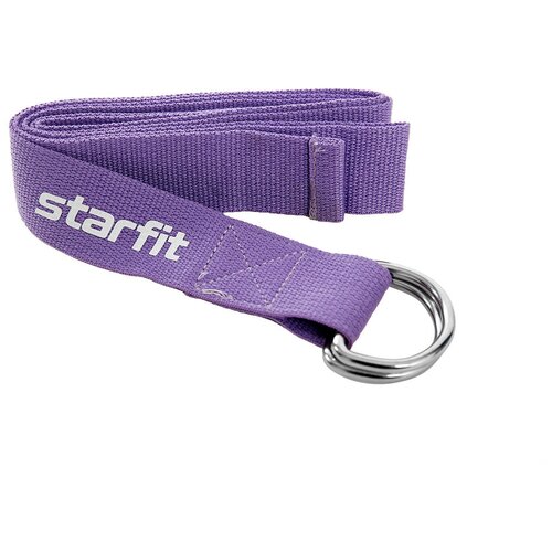 фото Ремень для йоги core yb-100 186 см, хлопок, фиолетовый пастель starfit