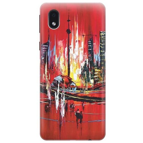 фото Ультратонкий силиконовый чехол-накладка для samsung galaxy a01 core с принтом "акварельный город" gosso