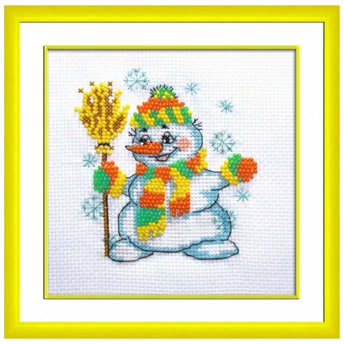 Набор для вышивания мулине паутинка арт.БК-113 Снеговичок 13х13см
