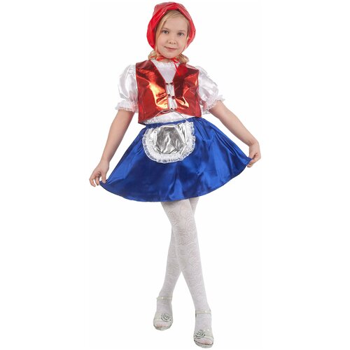 фото Костюм красная шапочка (юбка, блузка, шапочка, жилетка) детский, 122-128 см греми