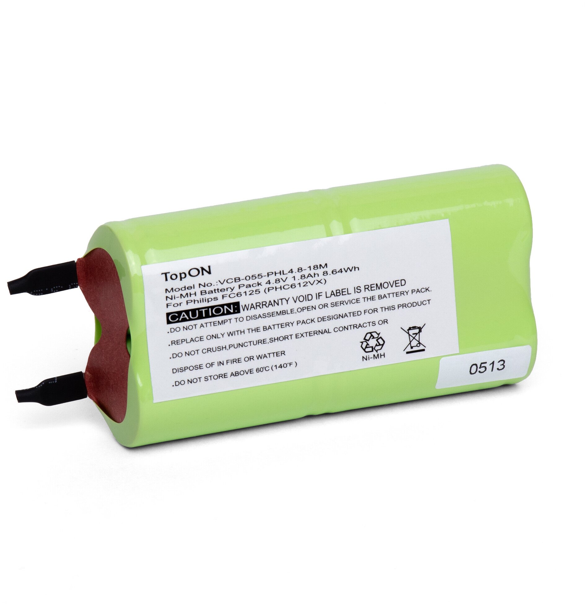 Аккумулятор для электровеника Philips FC6125. 4.8V 1800mAh Ni-MH. PN: PHC612VX, TOP-FC-18