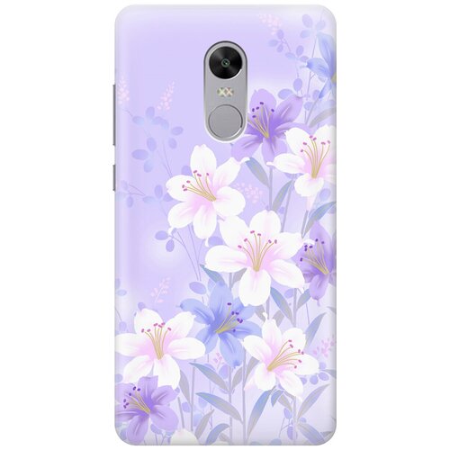 фото Силиконовый чехол на xiaomi redmi note 4x / сяоми редми ноут 4х с принтом "лилии на фиолетовом gosso