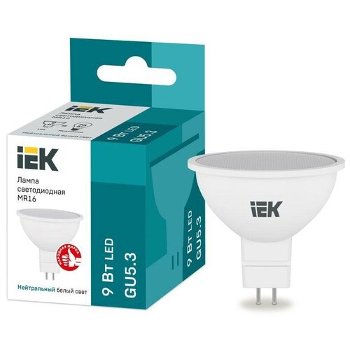 Лампа светодиодная MR16 софит 9Вт 230В 4000К GU5.3 IEK LLE-MR16-9-230-40-GU5 (2шт.)